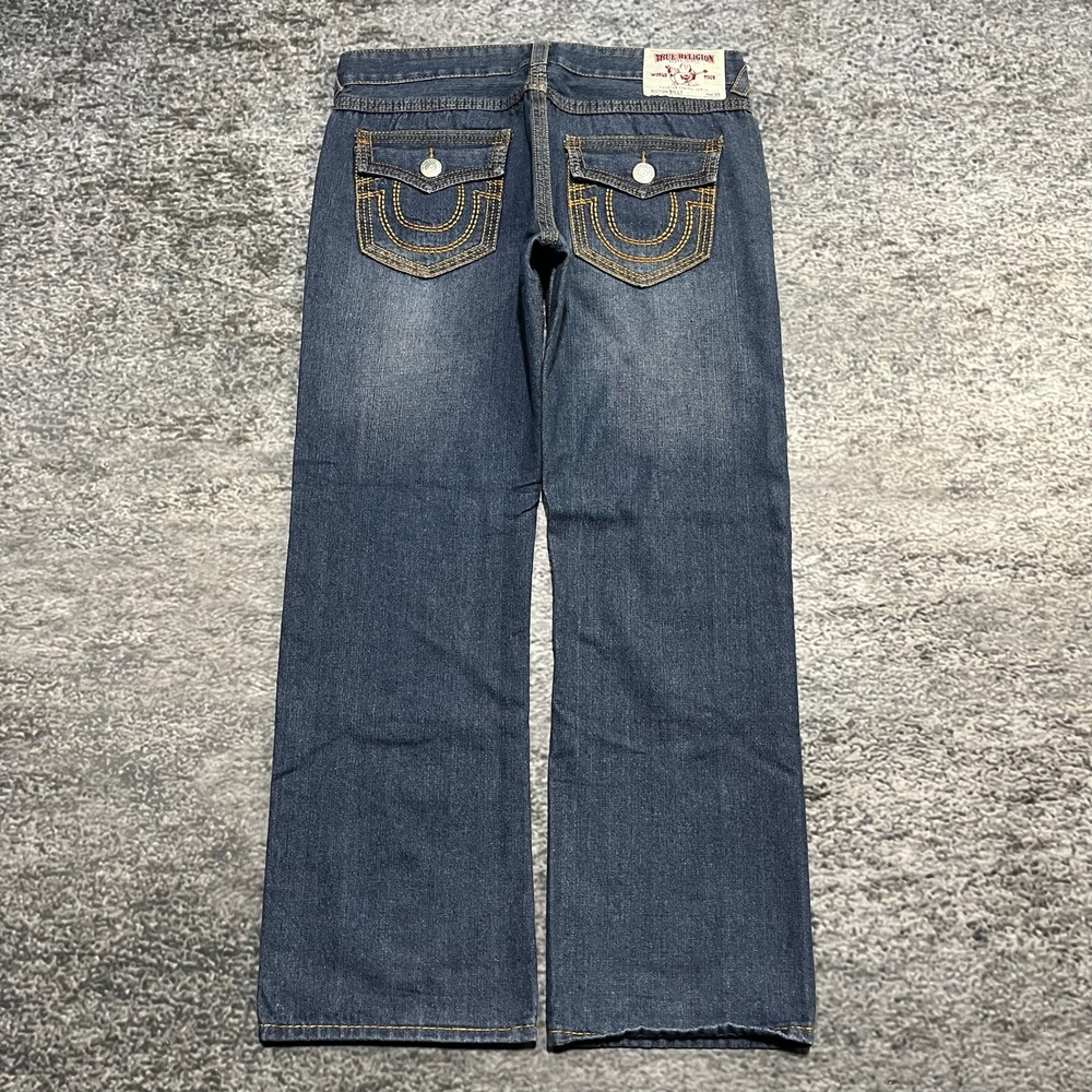 True Religion Billy Jeans Mens 36x32 Blue Denim Y2K Bootcut Baggy Hip-Hop